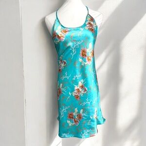 Y2K Floral Satin Slip Dress tropical girl fairycore mermaid summer XS